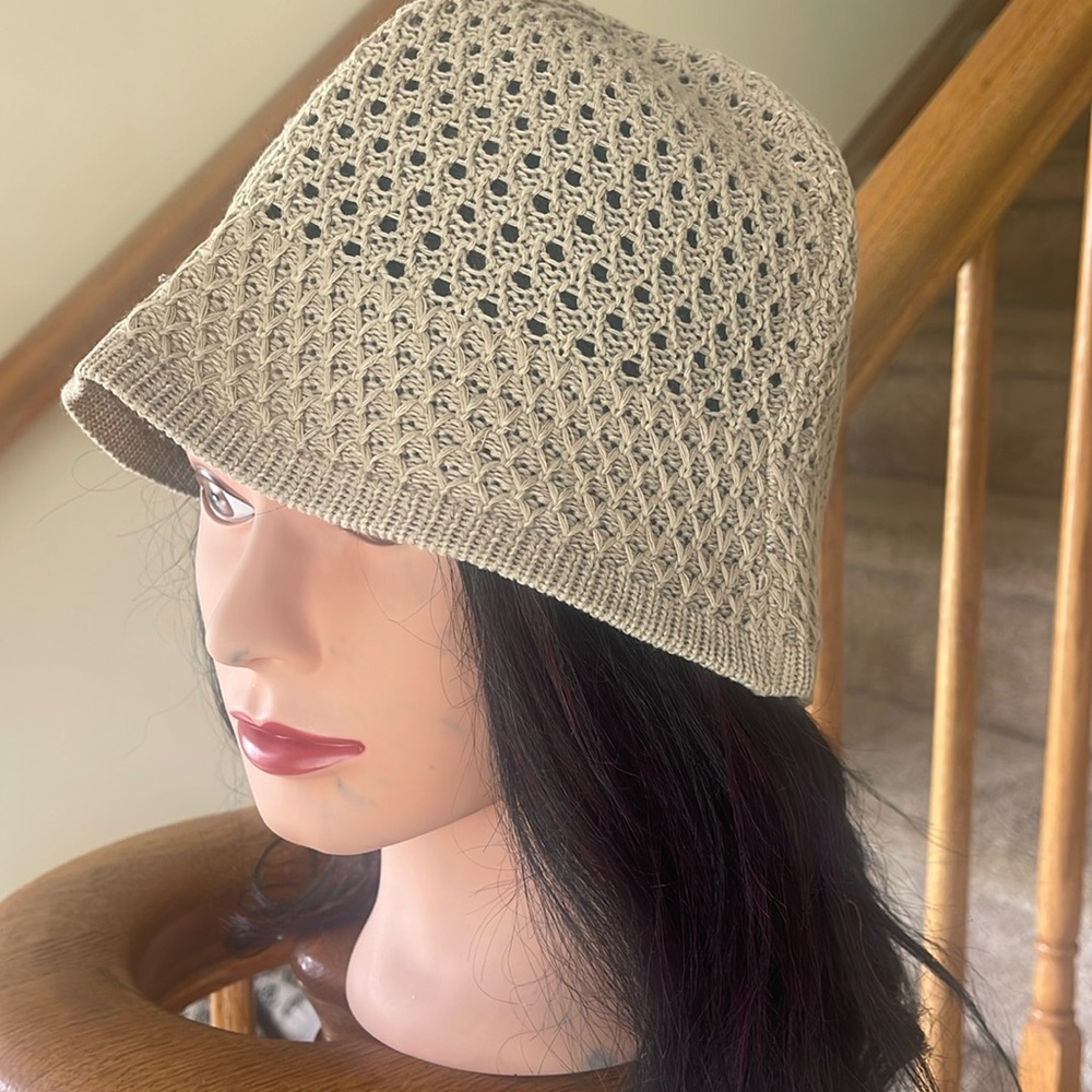 Crocheted bucket hat in a tan color NWT